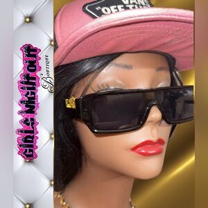 Black & Gold sunglasses with dark black tint- Women Accessories